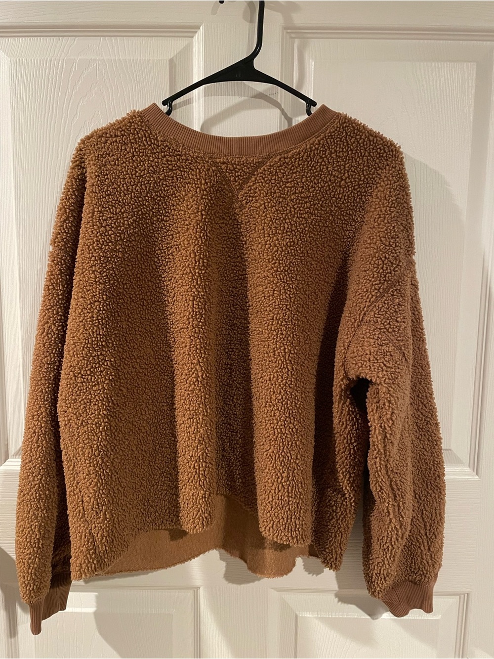 American Eagle Rust Brown Sherpa Crewneck Pullover